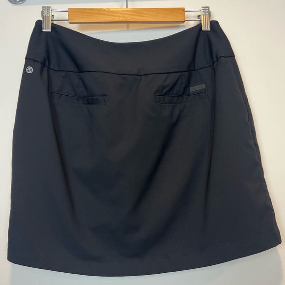 Adidas Skirt Skort Golf Under Shorts Womens M/L Solid Black Pull On Stretch - Picture 5 of 9